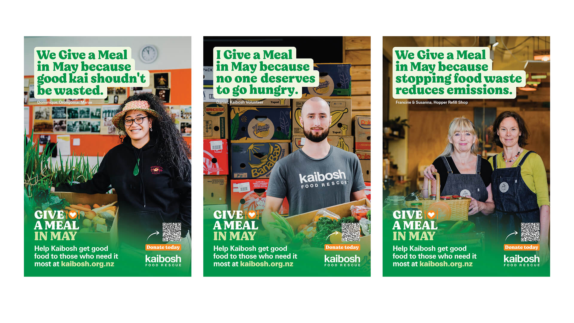 Kaibosh Food Rescue Give a Meal in May campaign: graphic design, photography, and video